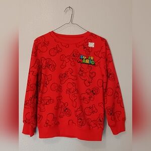 Nintendo Super Mario Red Graphic Fleece Pull Over Sweater SZ Medium